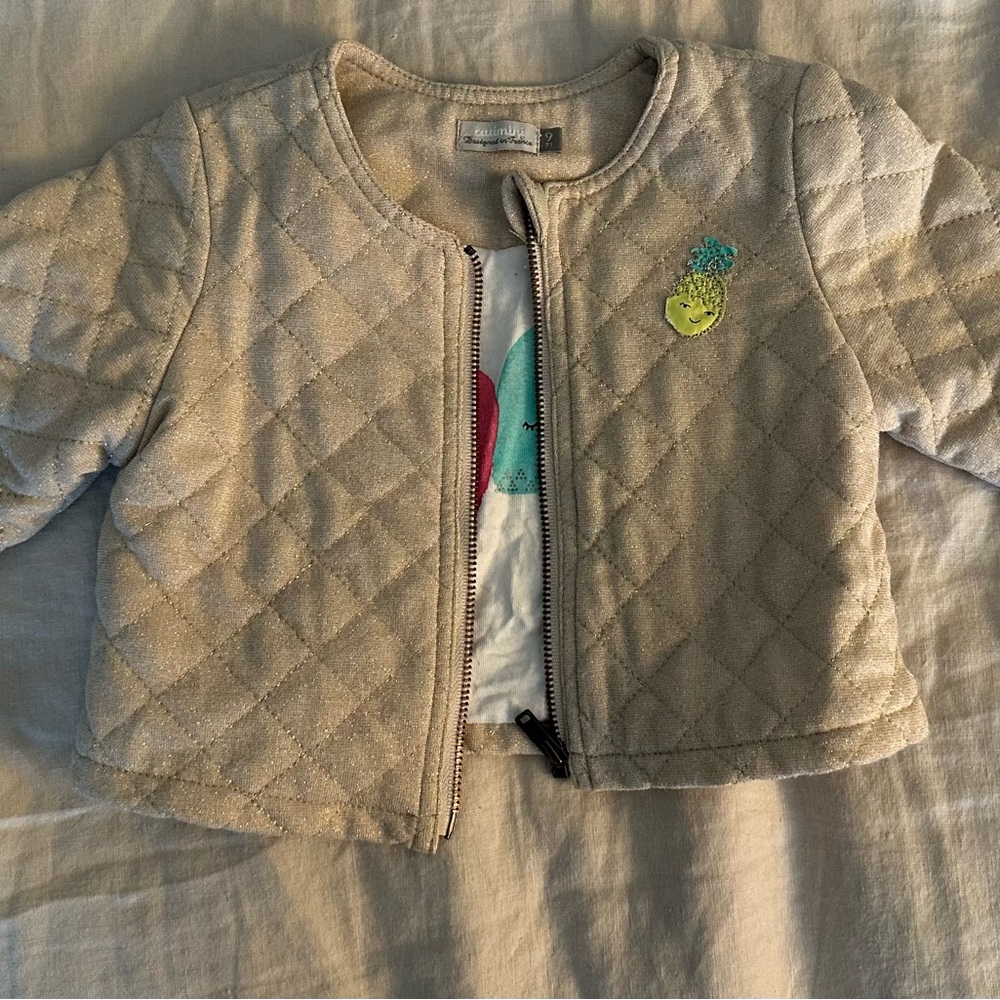 Catimini Gold Puffer Jacket with Quilted Design and Long Sleeves